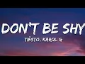 Tiësto,karol G : Don't be shy (lyrics)