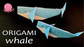Origami Whale for Kids FREE Printable Cute Design Paper Whale