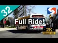 SEPTA Route 32 to Ridge-Lyceum FULL RIDE - 2008 New Flyer DE40LF