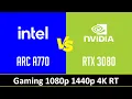 ARC A770 vs RTX 3080 - Gaming 1080p 1440p 4K RT i9 13900K