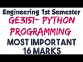 GE3151 Important 16 marks Questions Python Programming important questions Engineering king
