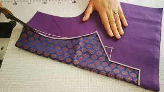 Simple and easy blouse back neck design || Blouse || cutting and stitching back neck blouse design