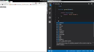 PHP - Function returning a function and use keyword