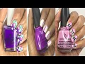 3 BEGINNER FRIENDLY freehand nail designs ANYONE can do at home Purple Polka Dots and Stripes 2025