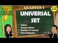HOW TO ILLUSTRATE UNIVERSAL SET AND SUBSET AND FIND THE NUMBER OF SUBSETS GRADE 7 MATHEMATICS Q1