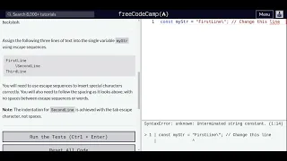 Lesson 27 Basic JavaScript Escape Sequences in Strings