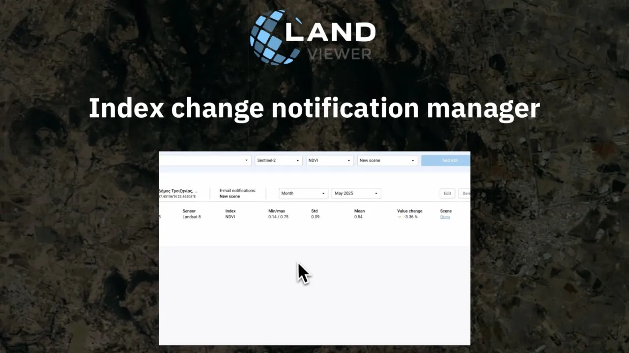 Index change notification manager in EOSDA LandViewer