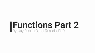 Functions Part 2