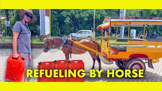 Getting diesel with a horse and cart, LOMBOK style.  (ep 287)