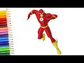 How to draw Justus league flash easy Drawing and coloring Flash