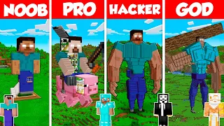 Herobrine Build Battle Challenge - Noob vs Pro vs Hacker vs God - Minecraft Animation