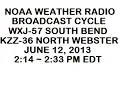 NOAA Weather Radio WXJ-57 South Bend KZZ-36 North Webster Broadcast Cycle June 12 2013
