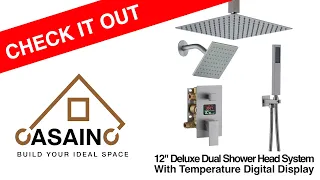 12 Deluxe Dual Shower Head System With Temperature Digital Display