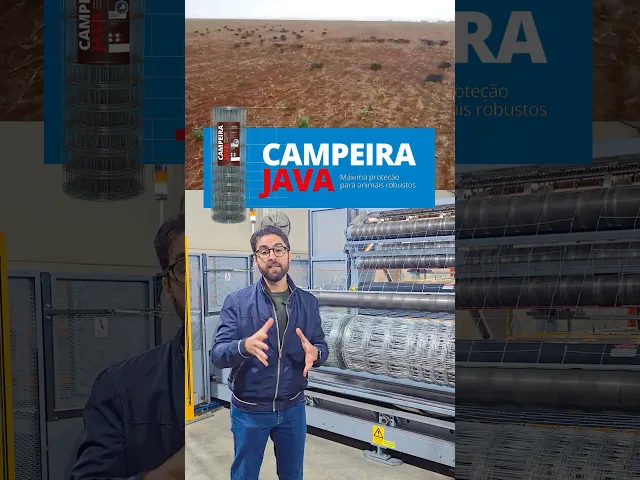 Vídeo do produto - Cerca Pronta Campeira Java - Malha 15x10cm - Fios de Aço 2,50mm - 650kgf - 50m