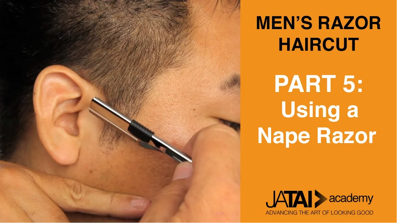 Men's Razor Haircut - Using a Feather Nape Razor Part 5