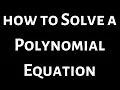 How to Solve a Polynomial Equation
