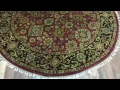 Red and Navy Kashan Oriental Round Rug 5 10X5 10 - W 570
