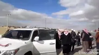 معان إستقبال الشيخ محمد ابوجفال   فك الله أسره من قبل صقر معان الشيخ كايد هملان الفناطسة رحمه الله دندنها