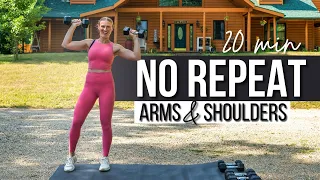 20 min NO REPEAT Arms and Shoulders Strength Training with Dumbbells Plus BURNOUT