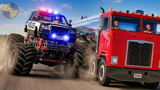 Police Monster Truck vs Criminals | BeamNG Drive Cinematic Simulation