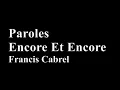 Paroles Encore Et Encore Francis Cabrel