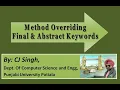 Lecture 13 Method Overriding Final Variable Final Method Final Class Abstract Method Class