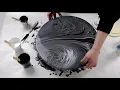 Download Lagu (410) Black, White and Silver Tree Ring Pours! Acrylic Pouring Technique