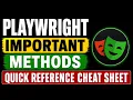 Playwright Important Methods - Quick Reference Cheat Sheet