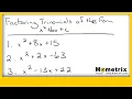 Factoring Trinomials of the Form x2 bx c