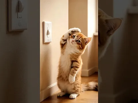 Кот решил включить свет 😳