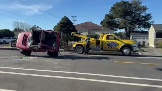 Pacific Towing Righting a Jeep After a Crash in Eureka