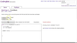 Codingbat - frontBack Java
