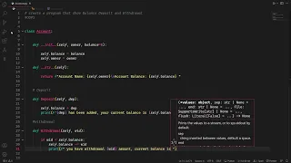 Bank Account program OOPs in Python