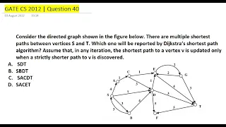 GATE CSE 2012 Que 40 Topic Dijkstras Algorithm GATE CS PYQs Solutions Prepare for GATECS