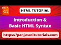 HTML By Pankaj Panjwani Lecture 2 Introduction Basic HTML Syntax