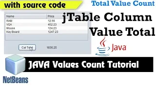 JAVA NetBeans jTable Row and Column Value Calculation get SUM Tutorial