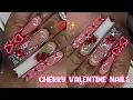 CHERRY VALENTINE NAIL FREESTYLE HOW TO BLING FRENCH FULL ACRYLIC NAIL TUTORIAL