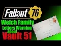 Fallout 76 Welch Family Warning Letters about Vault 51