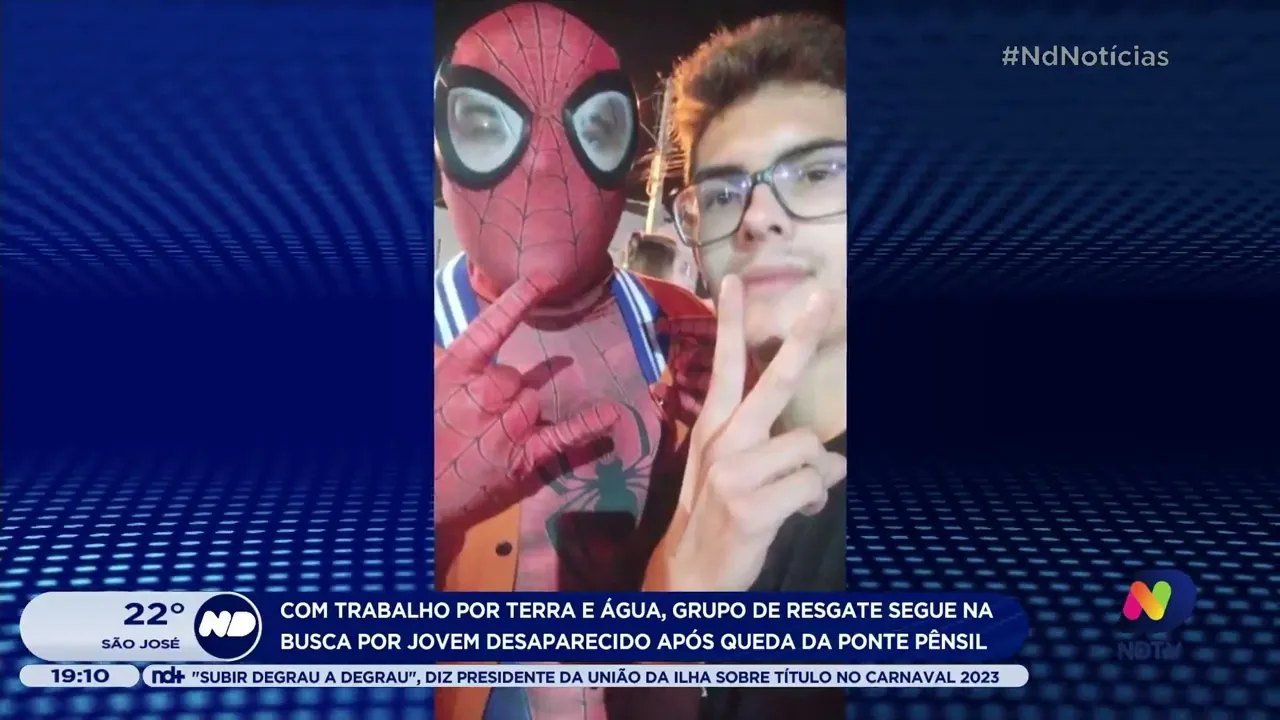 Grupo de resgate segue na busca por jovem desaparecido após queda da ponte pênsil