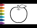 Apple Drawing Coloring for Kids Easy How to Draw Color an Apple Step by Step Cute Fruit Art