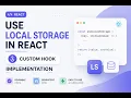 React JS Interview Question useLocalStorage Custom Hook