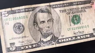SERIES 2001 FIVE DOLLAR BILL