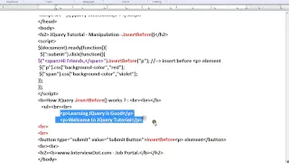 JQUERY INSERTBEFORE METHOD DEMO