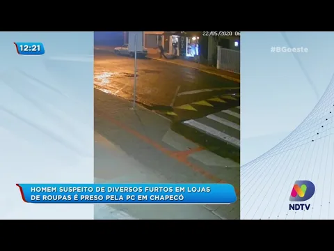 Homem suspeito de diversos furtos em lojas de roupas é preso Polícia Civil em Chapecó