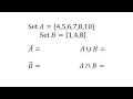 Find Complement Union and Intersection of 2 Sets as Lists