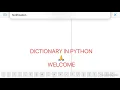 Python Dictionary in tamil Dictionary in Python tamil