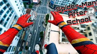 What does Spider-Man do after school?  ( Action PARKOUR POV ) || Spider Man in real life