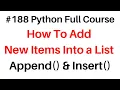 Learn Python New Items Into a List Append Insert