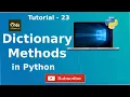 Dictionary Methods in python in hindi Tutorial - 23 Python Tutorial