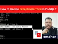 Exception Handling in PLSQL Oracle PLSQL